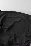 Black Sexy Solid Patchwork Backless Spaghetti Strap Long Dress Dresses