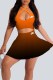 Orange Sexy Street Print Backless Letter Sleeveless Two Pieces