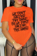 Orange Casual Street Print Patchwork Letter O Neck T-Shirts