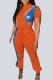 Orange Sexy Street Print Patchwork O Neck Short Sleeve Two Pieces