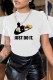 White Casual Character Print Letter O Neck T-Shirts