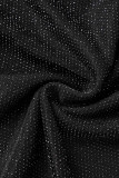 Black Sexy Solid Patchwork Backless Spaghetti Strap Long Dress Dresses