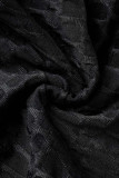 Black Sexy Solid Patchwork Backless Halter Skinny Rompers