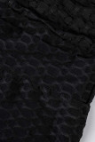 Black Sexy Solid Patchwork Backless Halter Skinny Rompers
