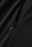 Black Sexy Patchwork Hot Drilling See-through Half A Turtleneck Skinny Jumpsuits