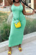Green Sexy Solid Patchwork Spaghetti Strap One Step Skirt Dresses