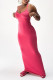 Rose Red Sexy Solid Patchwork Spaghetti Strap One Step Skirt Dresses