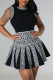 Black Casual Print Patchwork O Neck A Line Dresses