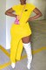 Yellow Sexy Print Letter O Neck Irregular Dress Dresses