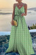 Light Green Sexy Print Patchwork Spaghetti Strap Sling Dress Dresses