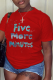 Red Casual Street Print Patchwork Letter O Neck T-Shirts