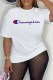 White Street Print Letter O Neck T-Shirts