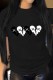 Black Casual Print Patchwork O Neck T-Shirts