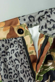Camouflage Casual Street Print Patchwork High Waist Straight Patchwork Bottoms