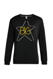 Black Street Daily Print Patchwork O Neck Tops