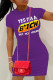 Purple Casual Street Print Patchwork O Neck Pencil Skirt Dresses