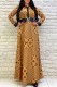 Caramel Colour Elegant Print Letter Turndown Collar A Line Dresses