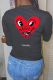 Black Street Daily Print Patchwork Letter O Neck Tops