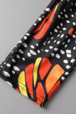 Colour Sexy Print Hollowed Out Backless Strapless Skinny Jumpsuits