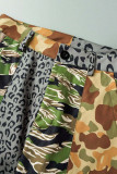 Camouflage Casual Street Print Patchwork High Waist Straight Patchwork Bottoms