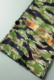 Camouflage Casual Street Print Patchwork High Waist Straight Patchwork Bottoms