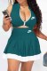 Green Sexy Print Patchwork Letter Zipper Collar Sleeveless Two Pieces