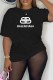 Black Street Print Letter O Neck T-Shirts