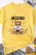 Yellow Casual Street Character Print Letter O Neck T-Shirts