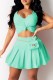 Lake Blue Sexy Casual Solid Patchwork V Neck Sleeveless Two Pieces