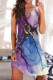 Light Purple Casual Print Hollowed Out O Neck Vest Dress Dresses