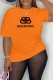 Orange Street Print Letter O Neck T-Shirts