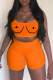Orange Sexy Casual Print Backless Spaghetti Strap Sleeveless Two Pieces