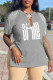 Grey Casual Print Tassel Patchwork V Neck T-Shirts