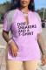 Light Pink Casual Letter Print Patchwork V Neck T-Shirts