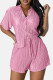 Pink Casual Solid Patchwork Shirt Collar Short Sleeve Two Pieces