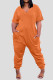 Orange Casual Solid Patchwork Pocket V Neck Loose Jumpsuits