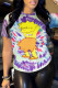 Multicolor Casual Print Basic O Neck T-Shirts
