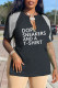 Black Casual Letter Print Patchwork V Neck T-Shirts