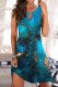 Blue Casual Print Hollowed Out O Neck Vest Dress Dresses