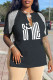 Black Casual Print Tassel Patchwork V Neck T-Shirts