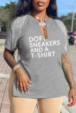 Pink Casual Letter Print Patchwork V Neck T-Shirts