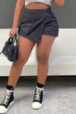 Black Casual Solid Patchwork Regular High Waist Conventional Patchwork Bottoms