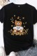 Black Casual Street Character Print Letter O Neck T-Shirts