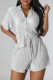 White Casual Solid Patchwork Shirt Collar Short Sleeve Two Pieces
