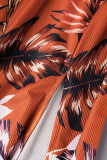Brown Sexy Print Patchwork Slit Halter Printed Dress Dresses
