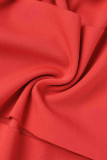 Red Sexy Solid Hollowed Out Patchwork O Neck Sleeveless Two Pieces