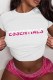 White Casual Print Letter O Neck T-Shirts