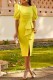 Yellow Casual Solid Patchwork Slit O Neck Pencil Skirt Dresses