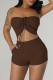 Brown Sexy Solid Backless Strapless Sleeveless Two Pieces