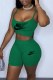 Green Casual Street Print Letter Spaghetti Strap Sleeveless Two Pieces